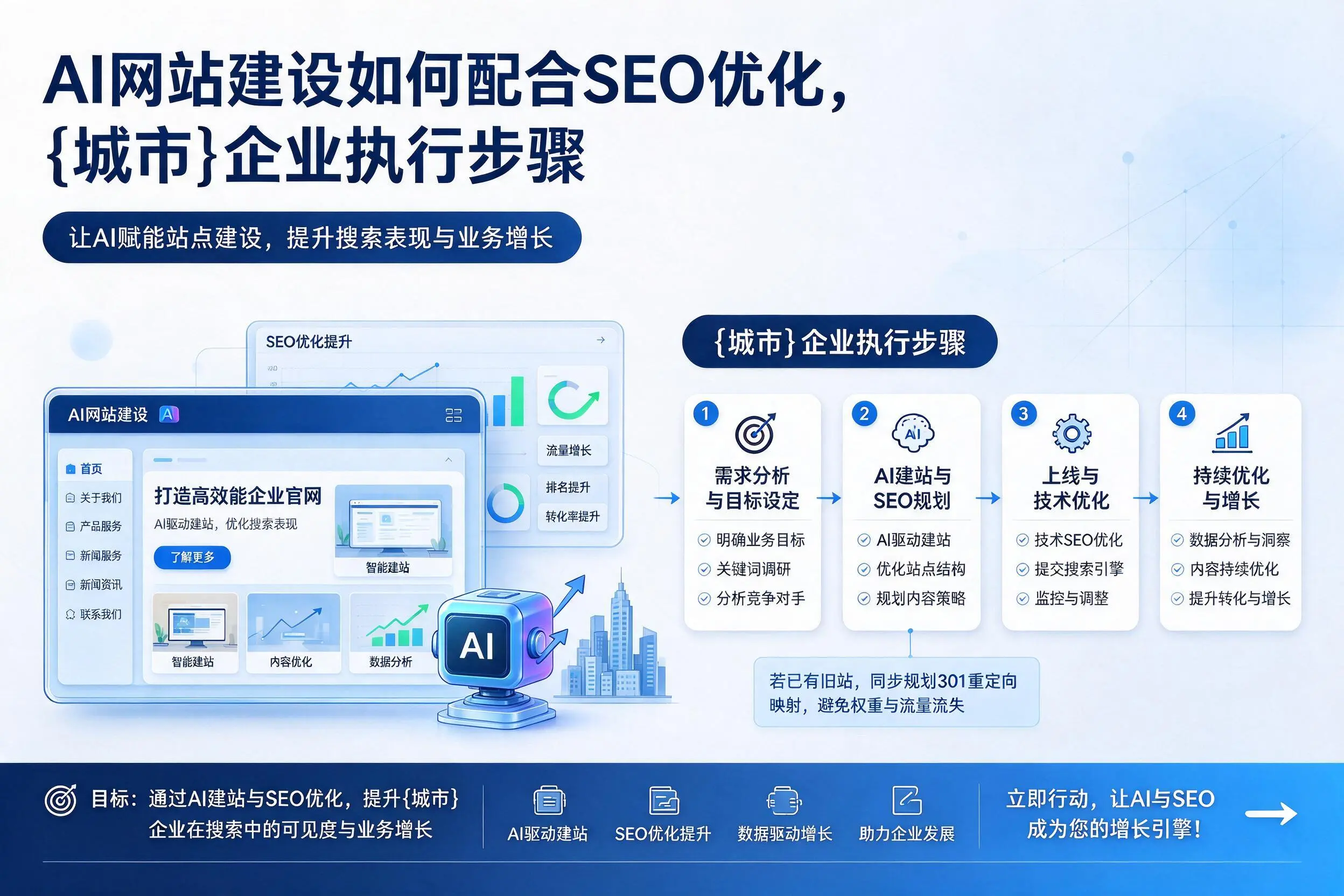 AI网站建设如何配合SEO优化,日照企业执行步骤