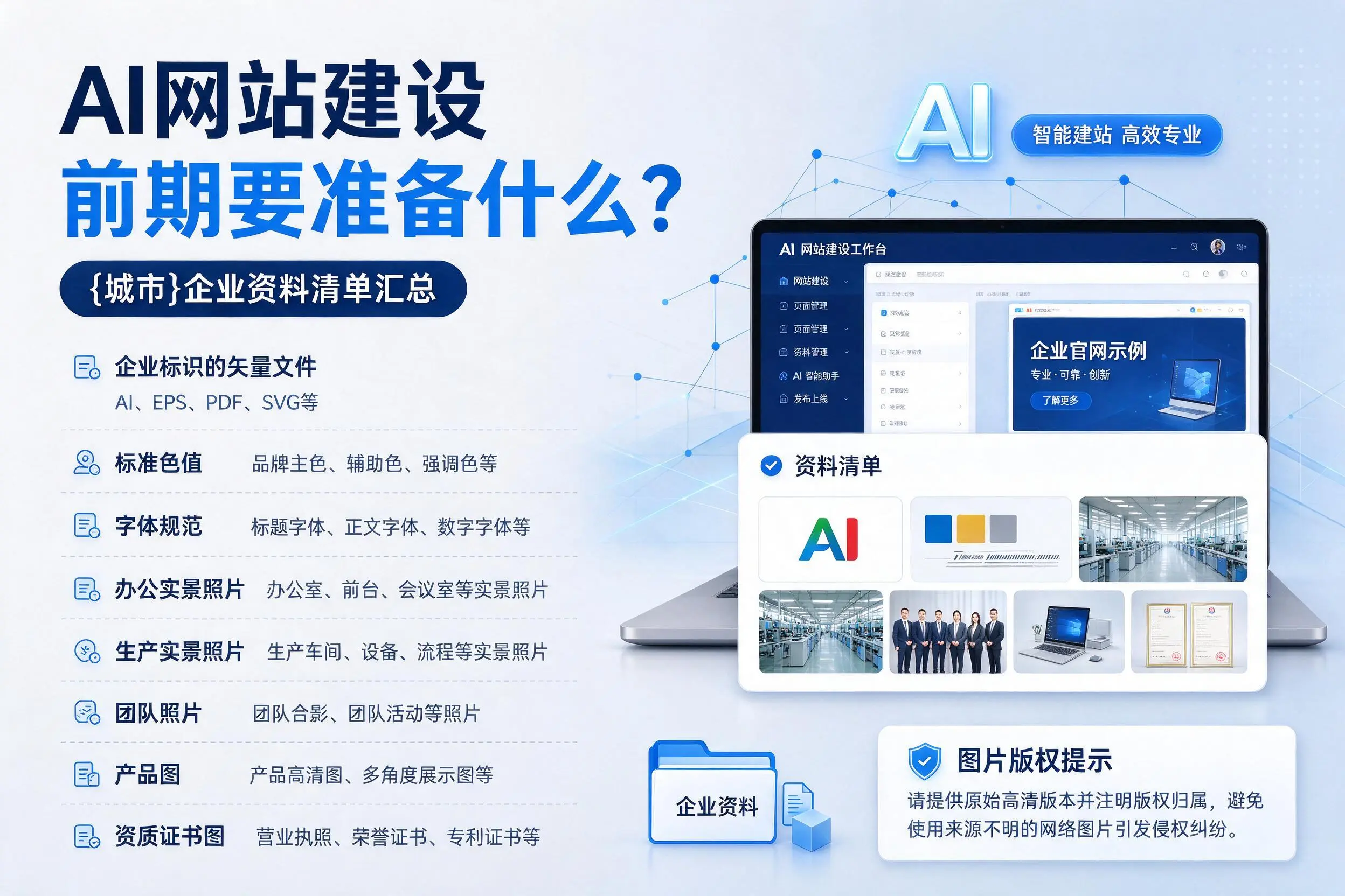 AI网站建设前期要准备什么?日照企业资料清单汇总